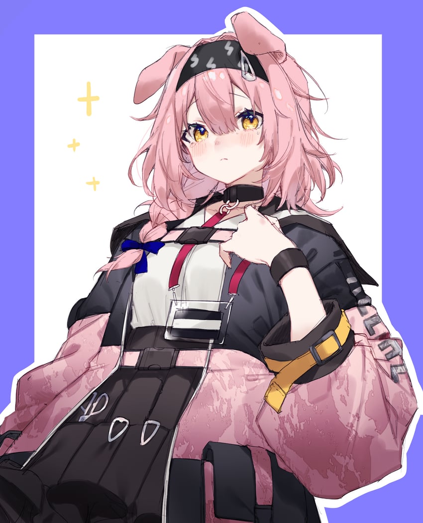 明日方舟、澄闪 (明日方舟) 1名女孩 兽耳 腰带 黑领 黑色发带