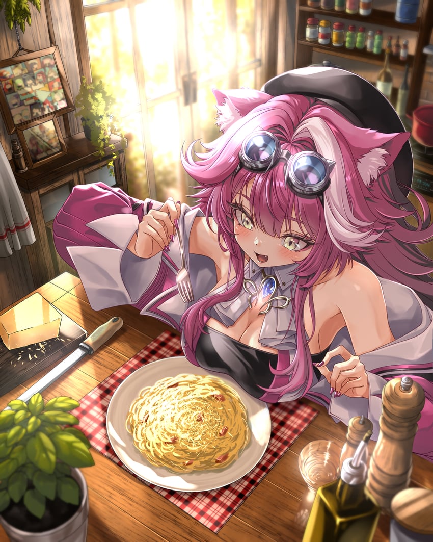 Hololive、Hololive英语、Raora Panthera (Hololive) 1名女孩 兽耳毛 兽耳 腋下 罗勒叶
