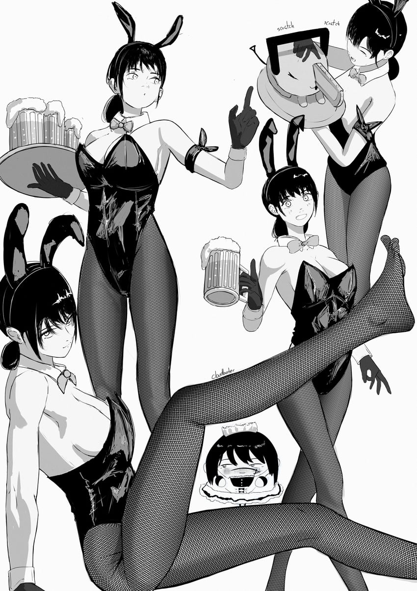 电锯人、三鹰亚沙、波奇塔 (电锯人) 1名女孩 1个其他角色 微笑 酒 兽耳发箍