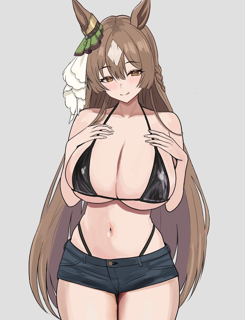 赛马娘、里见光钻 (赛马娘) 1名女孩 :q 兽耳 比基尼 黑色比基尼