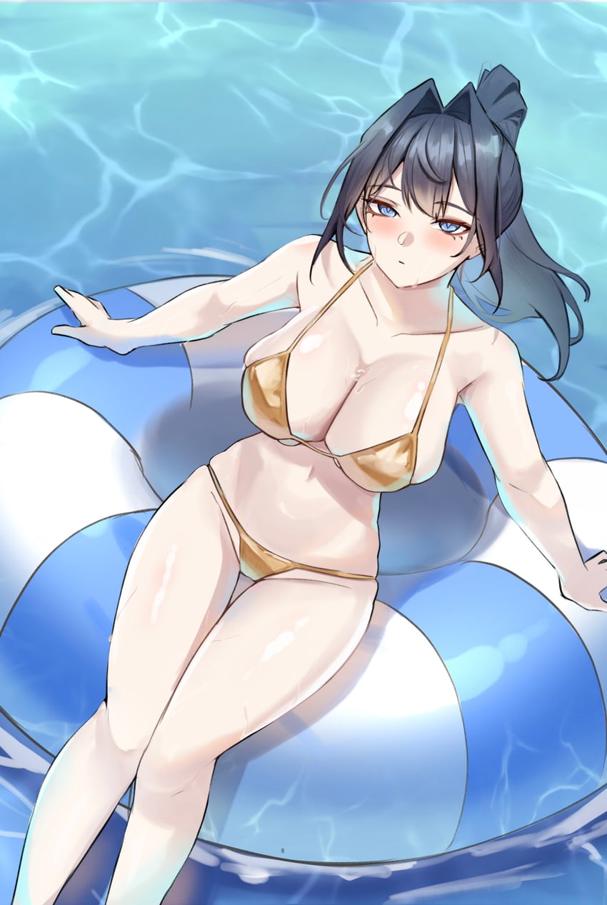 Hololive、Hololive英语、议会 (Kronii) 1名女孩 替换服装 比基尼 黑发 蓝眼