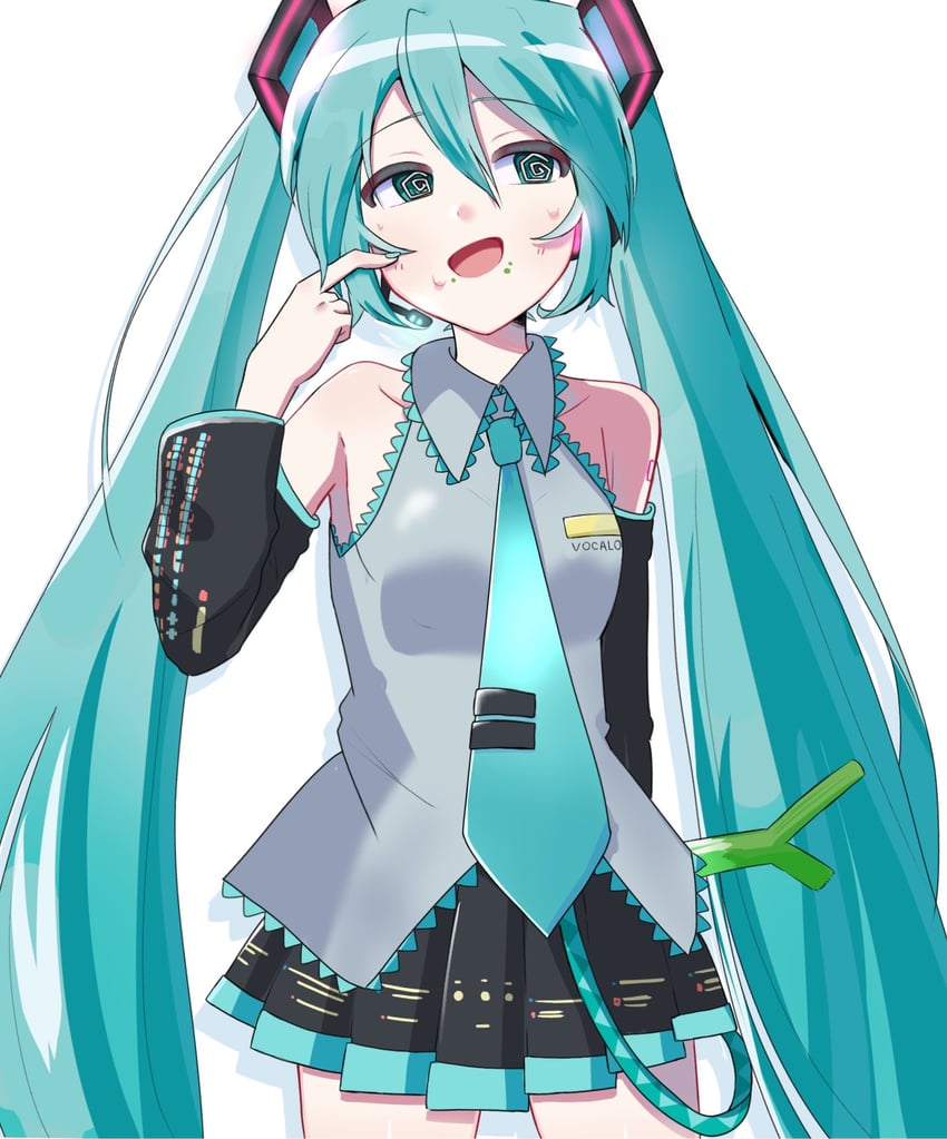 VOCALOID、初音未来 1名女孩 @_@ 水色瞳 水色发 水蓝色指甲