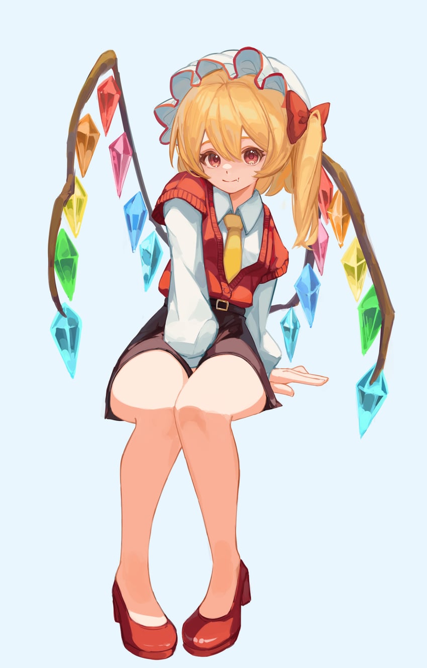 东方Project、芙兰朵露·斯卡蕾特 1名女孩 替换服装 阿斯科特领巾 腰带 金发