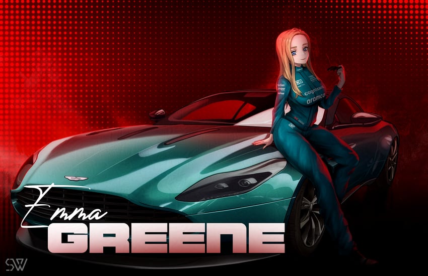 MF魂、emma greene 1名女孩 阿斯顿·马丁 阿斯顿马丁Vantage 黑框眼镜 黑鞋