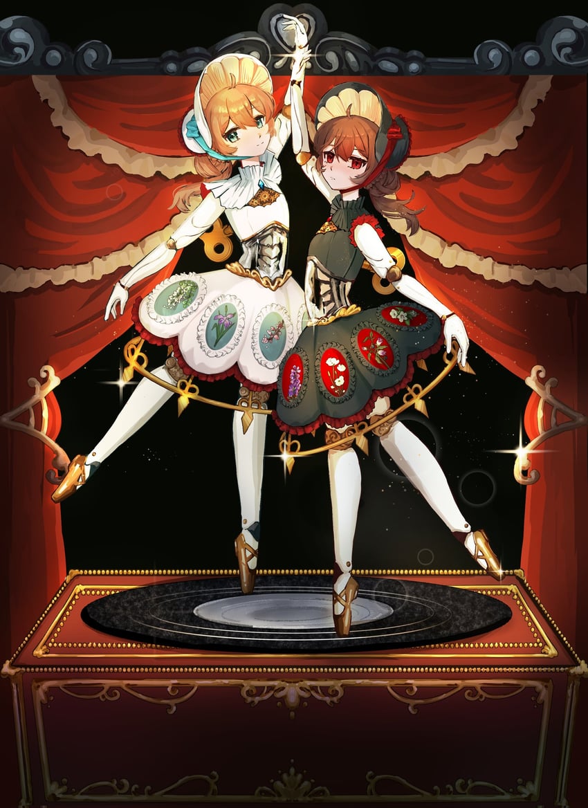 Vedal AI、Evil Neuro-sama、Neuro-sama 2名女孩 呆毛 替换服装 举手 芭蕾舞者