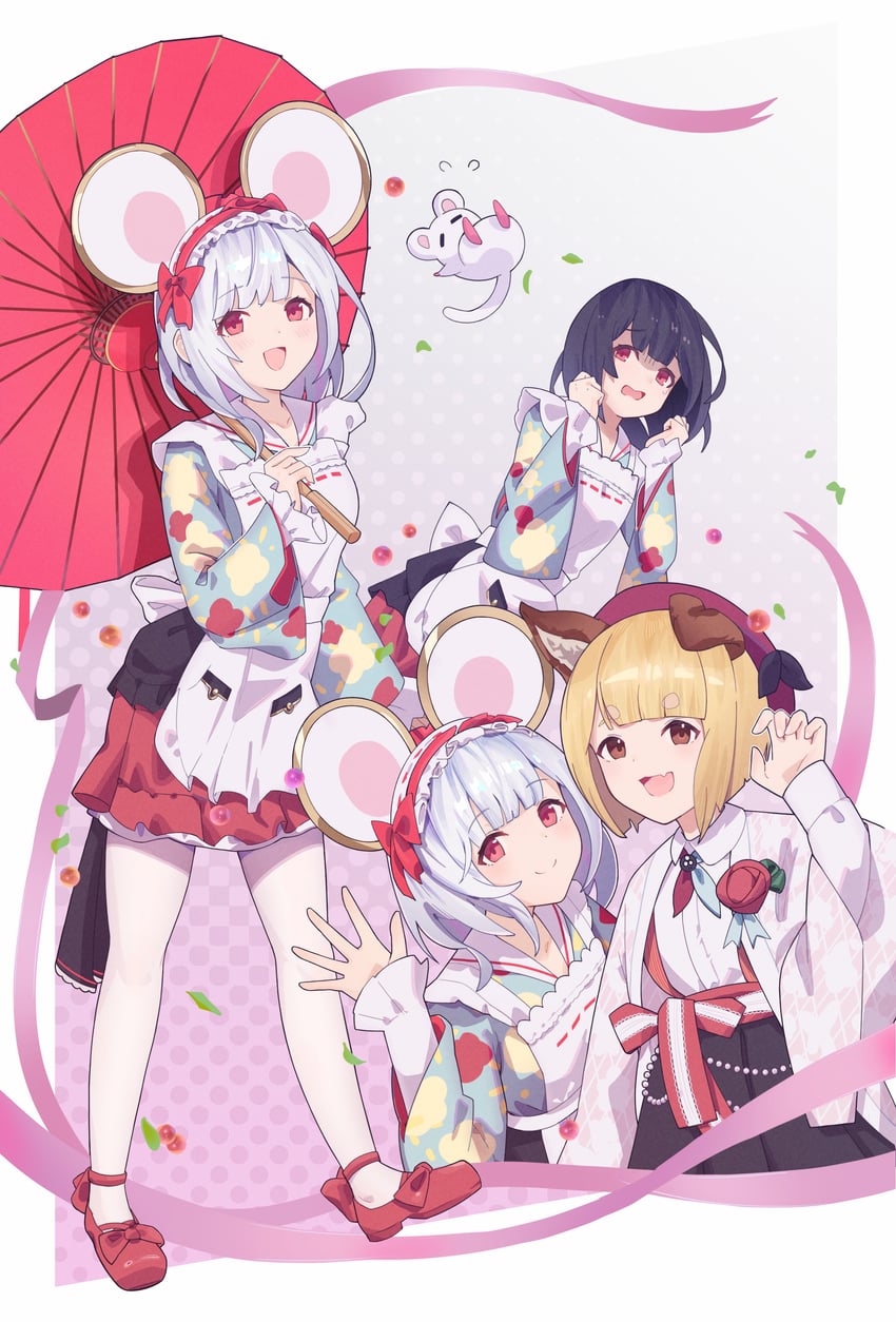 碧蓝幻想、伐折罗 (碧蓝幻想)、维卡拉 (碧蓝幻想) 2名女孩 替换服装 兽耳 围裙 贝雷帽