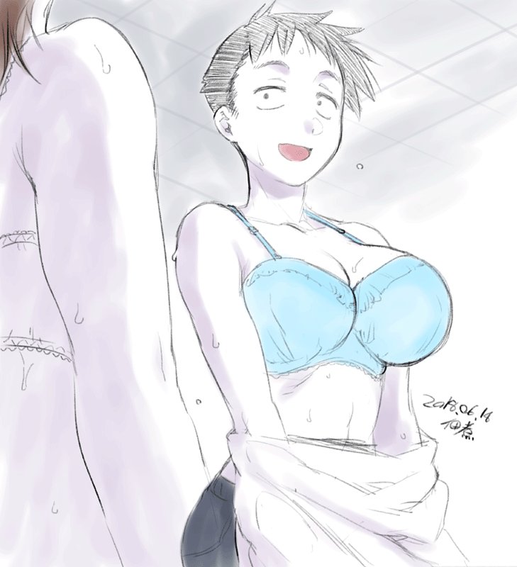 原创 2名女孩 黑瞳 黑发 蓝色胸罩 胸罩