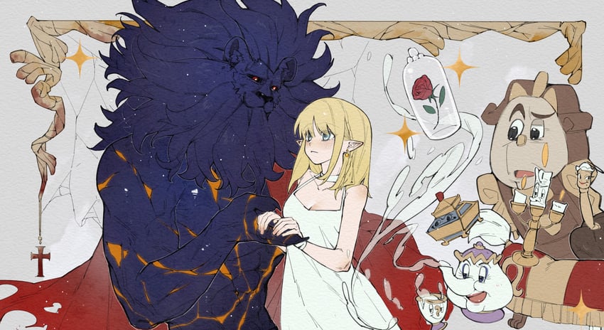 美女与野兽 (迪士尼)、Fate/Grand Order、Fate/strange Fake 1名男孩 1名女孩 异种 动物头部 金发