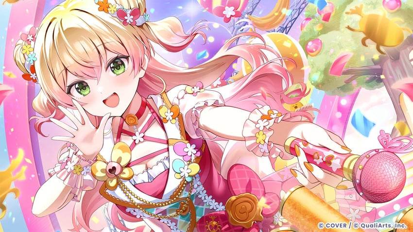 Hololive、Hololive Dreams、桃铃音音 1名女孩 :D 金发 蝴蝶结 乳房