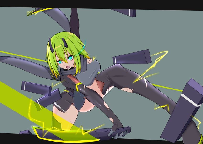 原创、莉洁 (Liese Vir-alte) 1名女孩 水色瞳 黑色手套 黑色紧身连体衣 黑色围巾