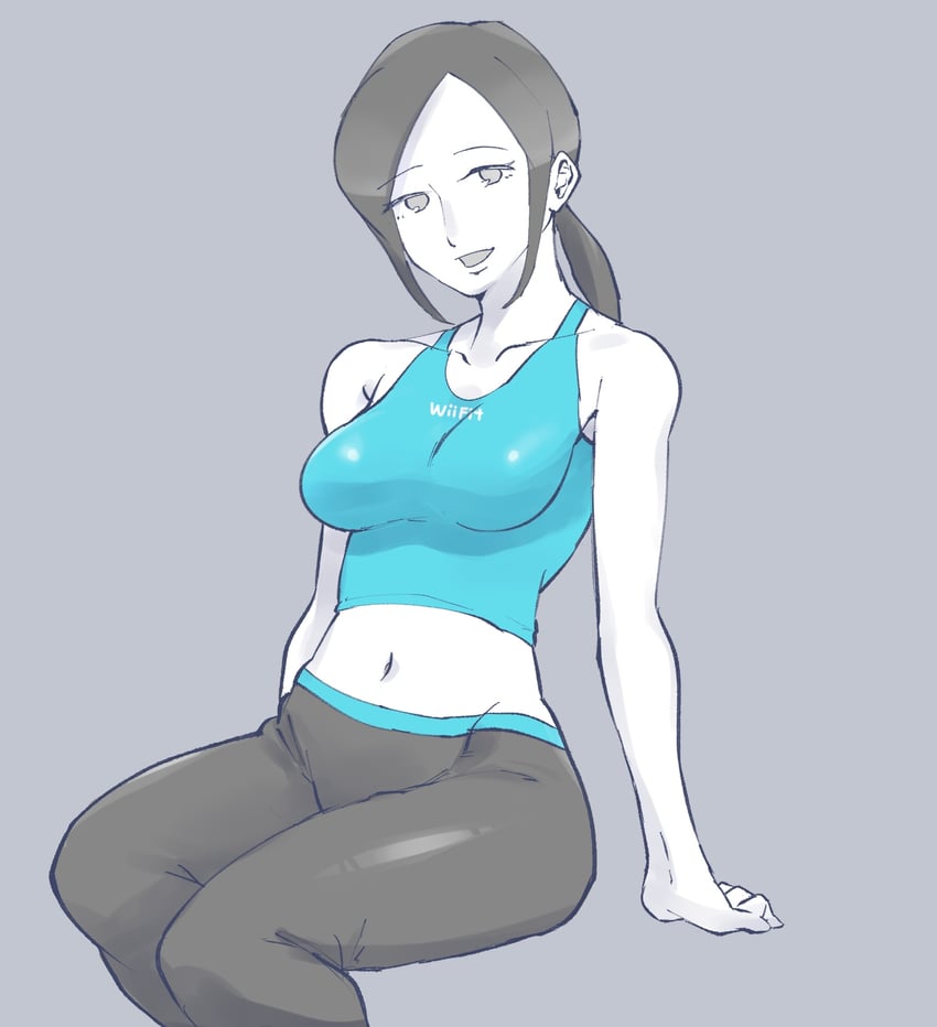 Wii Fit、Wii Fit 教练 (女) 1名女孩 :D 露肩 蓝色背心 乳房