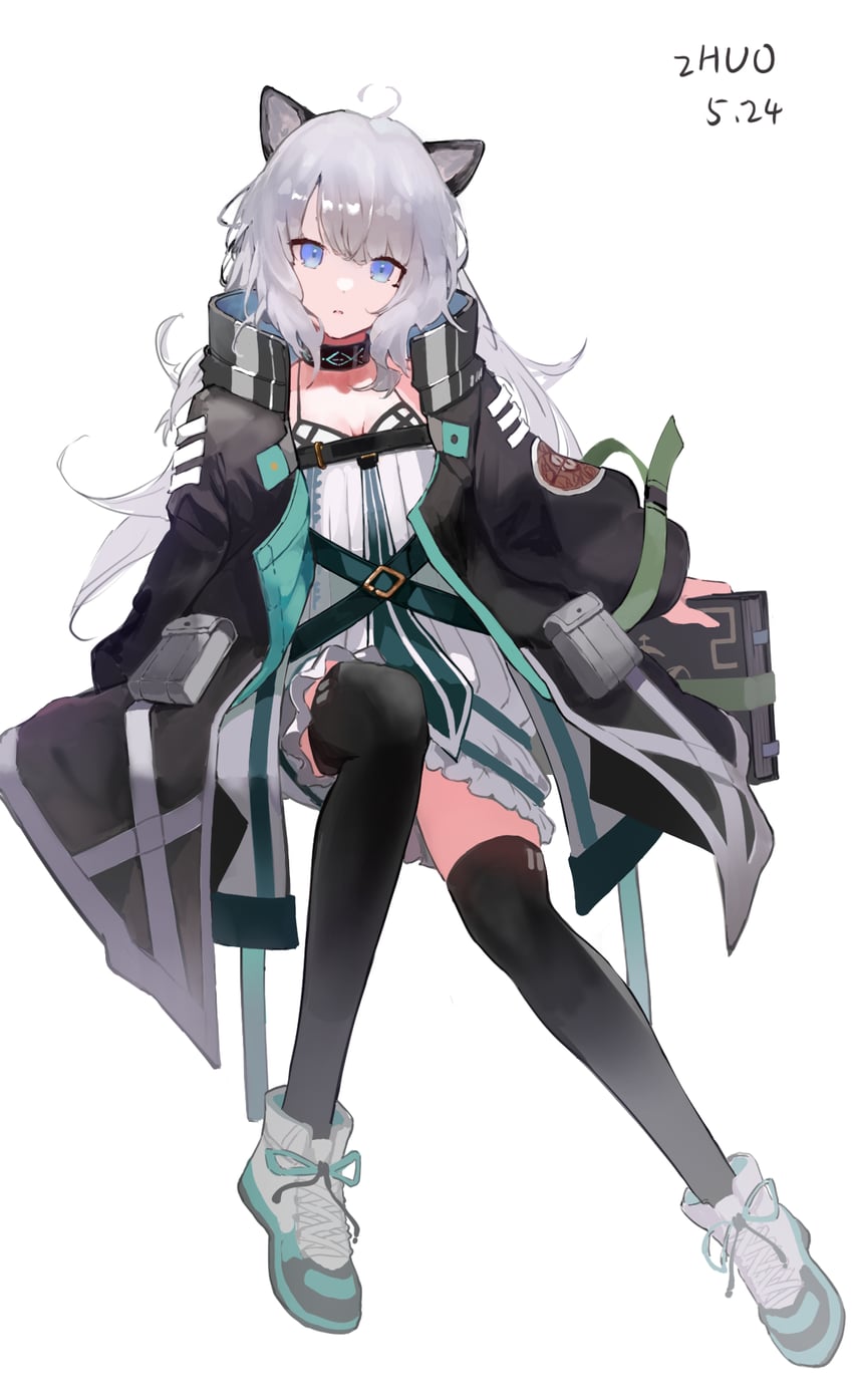 明日方舟、薄荷 (明日方舟) 1名女孩 呆毛 兽耳 踝靴 黑色靴子