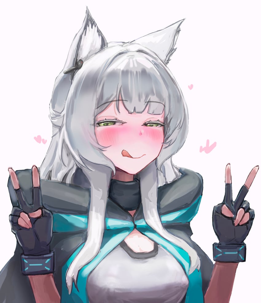 明日方舟、迷迭香 (明日方舟) 1名女孩 :q 异形乳量 (大) 黑色手套 黑色夹克