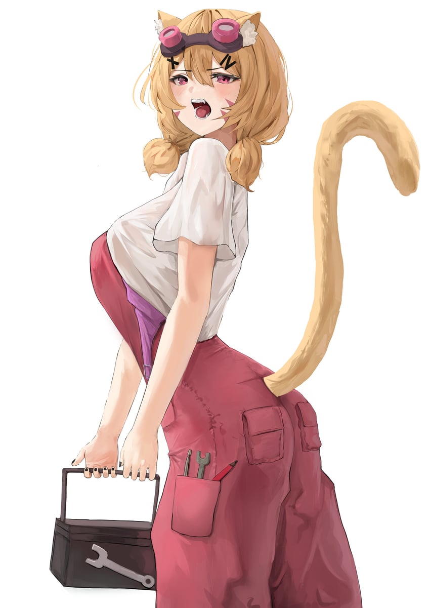 个人势虚拟主播、莎莉·福兰 (VTuber) 1名女孩 兽耳毛 兽耳 金发 乳房