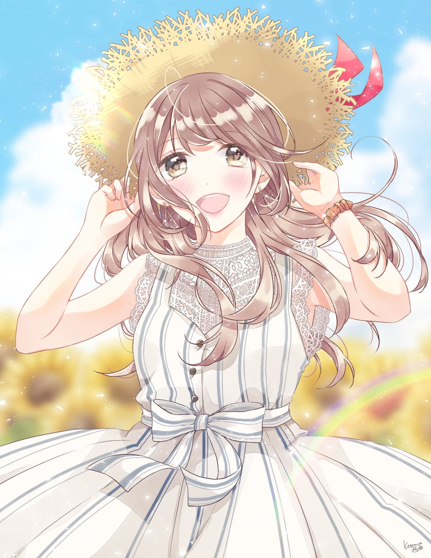原创 1名女孩 整理衣服 整理头饰 模糊 模糊背景
