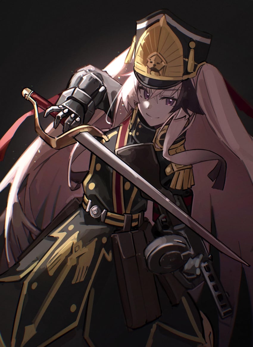 明日方舟、Re:CREATORS、阿尔泰尔 (Re:CREATORS) 1名女孩 altair (re:creators) (cosplay) 非对称双持 黑色背景 黑帽子