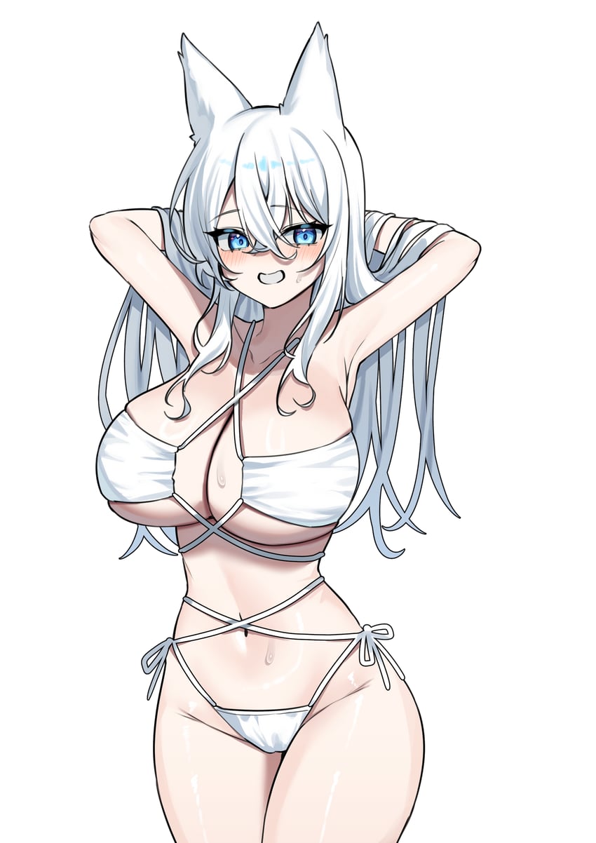 原创 1名女孩 双手抱头 裸臂 露肩 比基尼