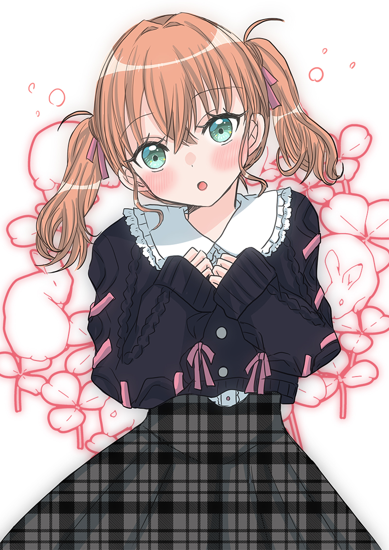 Love Live!、Love Live! 莲之空女学院学园偶像部、日野下花帆 1名女孩 惊讶 水色瞳 黑色针织衫 开襟衫