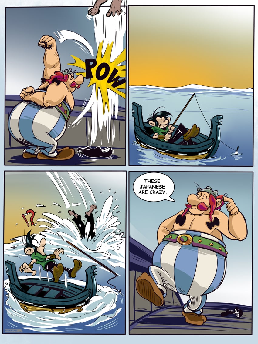阿斯泰利克斯与奥贝利克斯、gaston (comic)、刃牙 !? 3个男孩 四格漫画 腰带 黑发