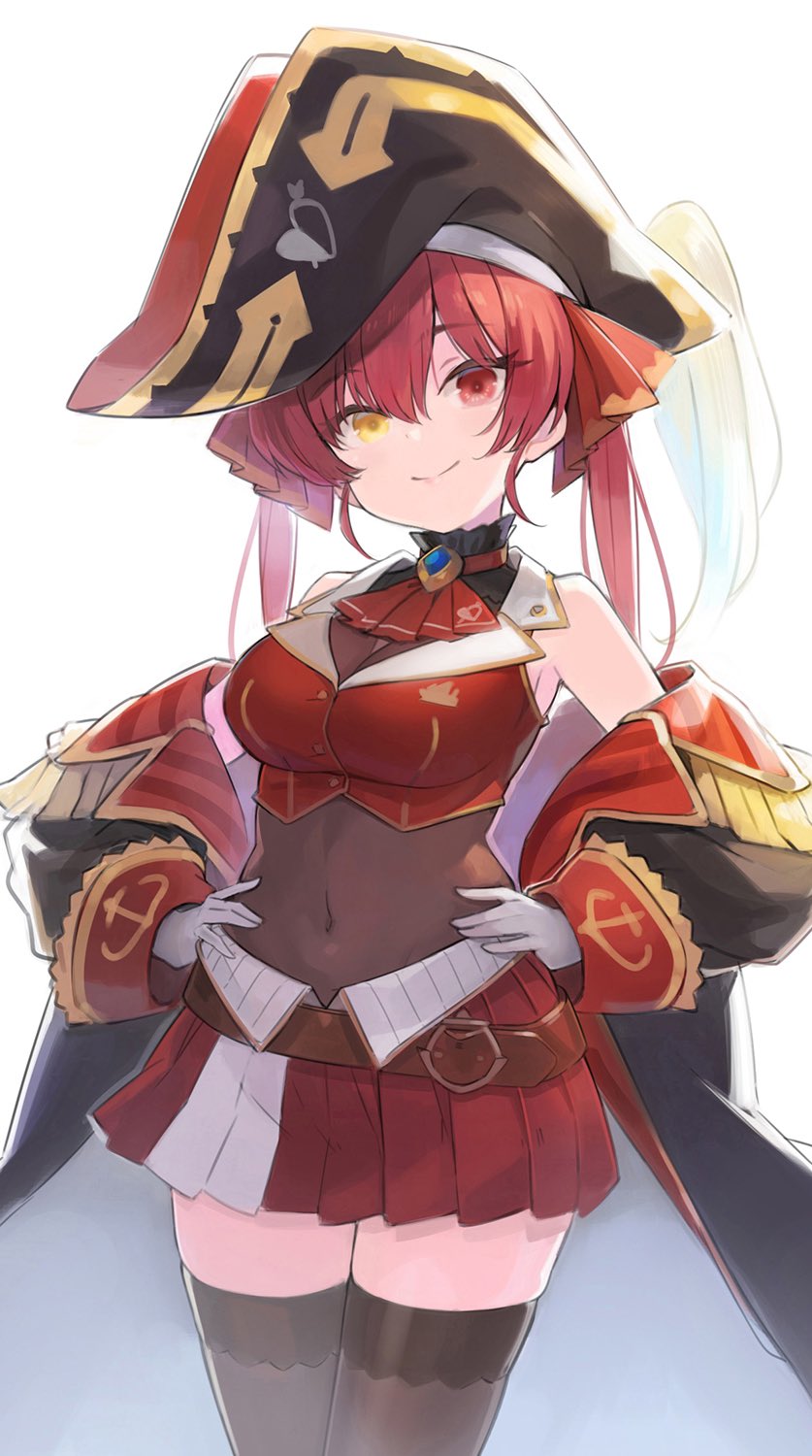 Hololive、宝钟玛琳、宝钟玛琳 (第一套服装) 1名女孩 腰带 黑色过膝袜 蓝色宝石 乳房