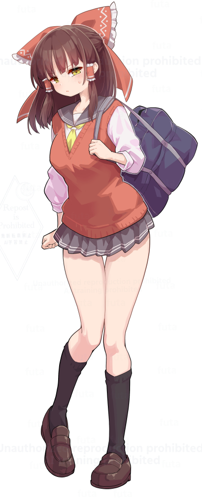 东方Project、博丽灵梦 1名女孩 异形乳量 (大) 替换服装 包 黑袜