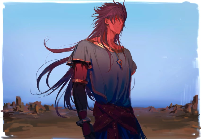 Fate/Grand Order、Fate系列、罗慕路斯·奎里努斯 (Fate) 1名男孩 蓝天 棕发 深色皮肤男性 黑肉