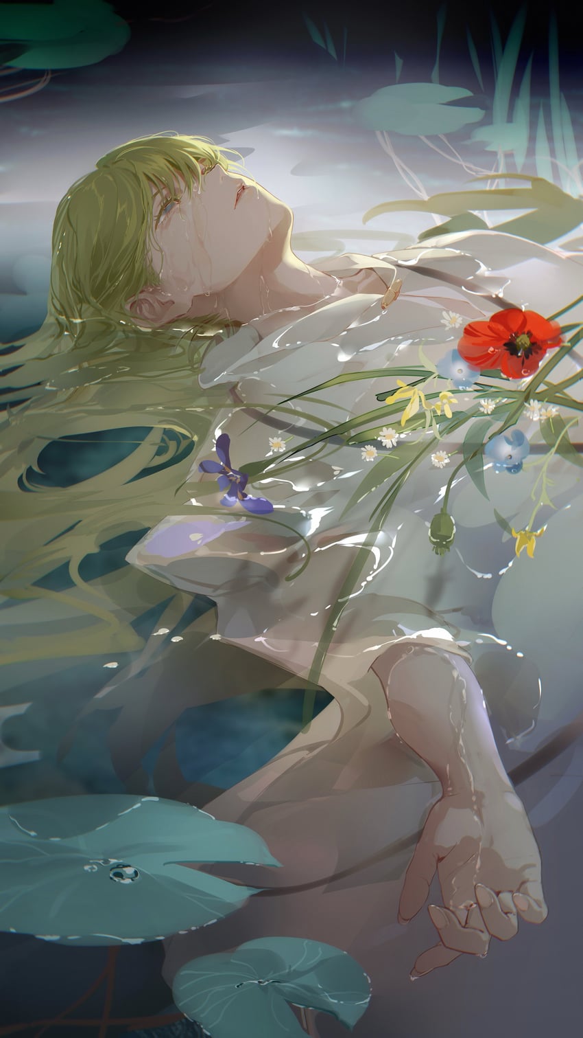 Fate/Grand Order、Fate系列、恩奇都 (Fate) 1个其他角色 漂浮 中性 花 绿眼