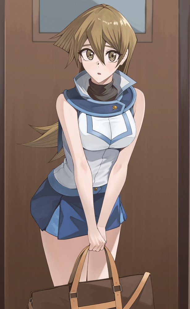 游戏王、游戏王GX、天上院明日香 1名女孩 露肩 蓝裙子 乳房 棕眼睛