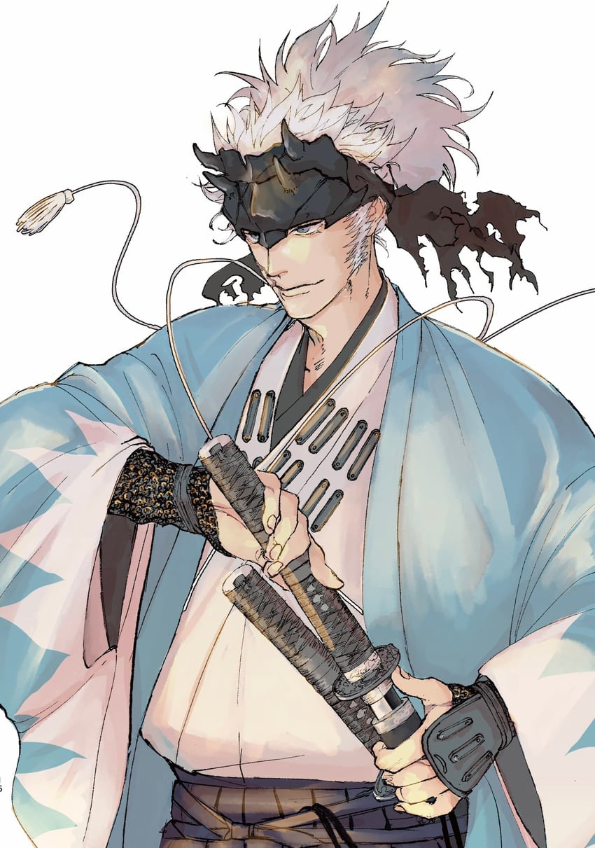Fate/Grand Order、Fate系列、永仓新八 (Fate) 1名男孩 蓝眼 拔剑 护额 灰发