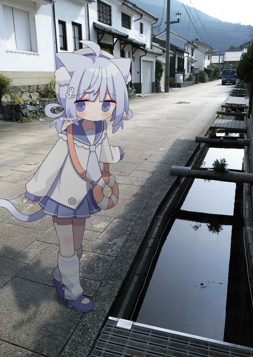 原创 1名女孩 呆毛 兽耳 包 蓝眼