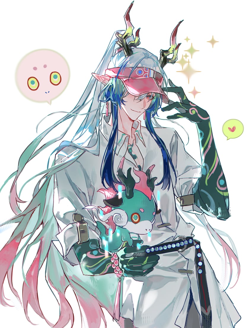 明日方舟、弈 (明日方舟)、翌 (吉祥物) (明日方舟) 1名男孩 替换服装 不同发型 珠子手链 珠子