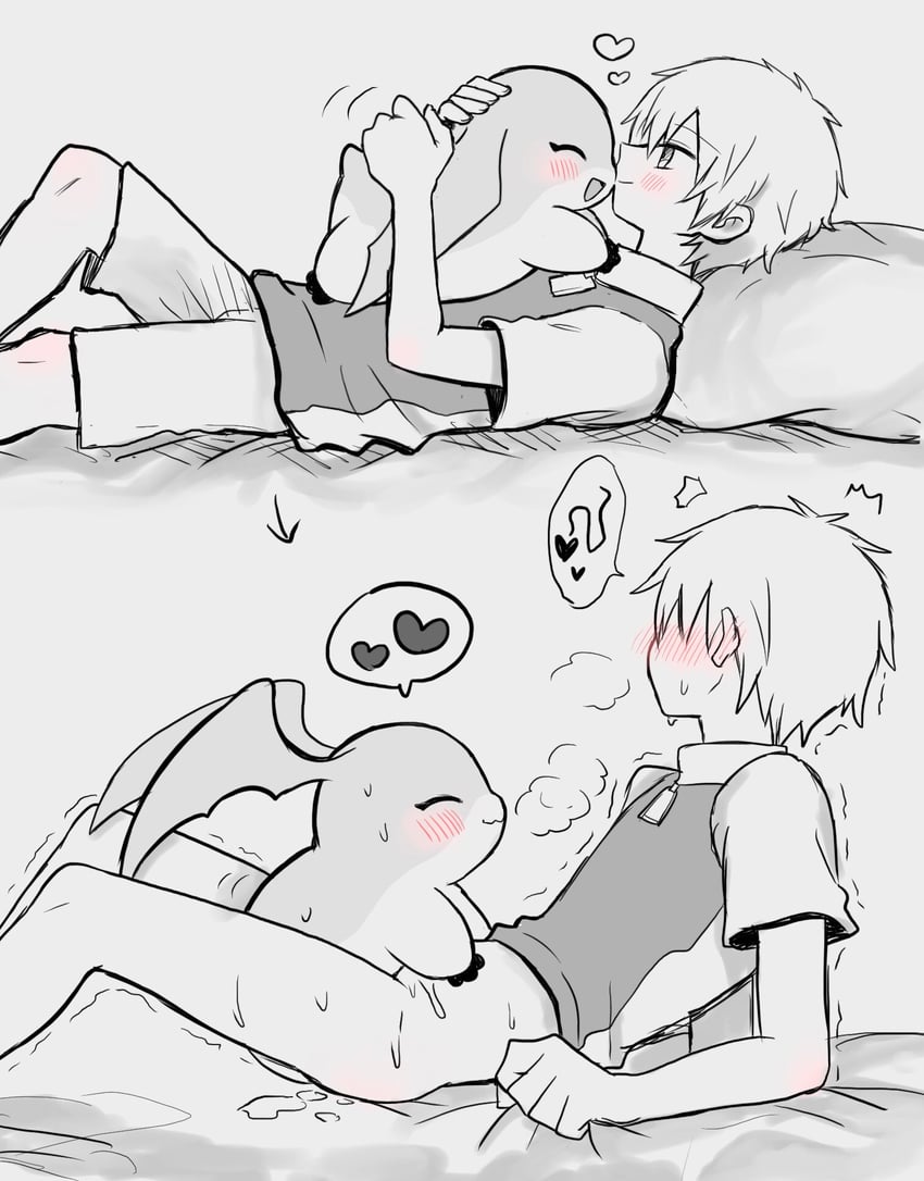 数码宝贝、数码宝贝大冒险02、巴达兽 2个男孩 两格漫画 肛门 动物拟人化色情 脸红