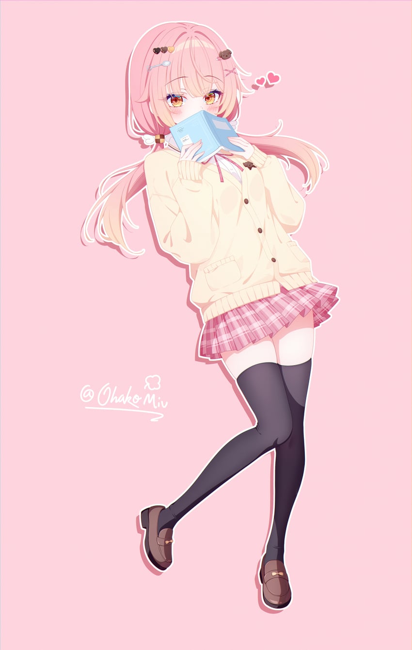 原创 1名女孩 作者名 黑色过膝袜 脸红 书