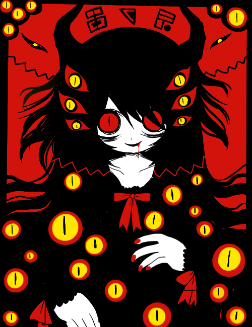 海底囚人、废梦、higan (funamusea) 1名女孩 眼袋 黑色连衣裙 黑发 黑角
