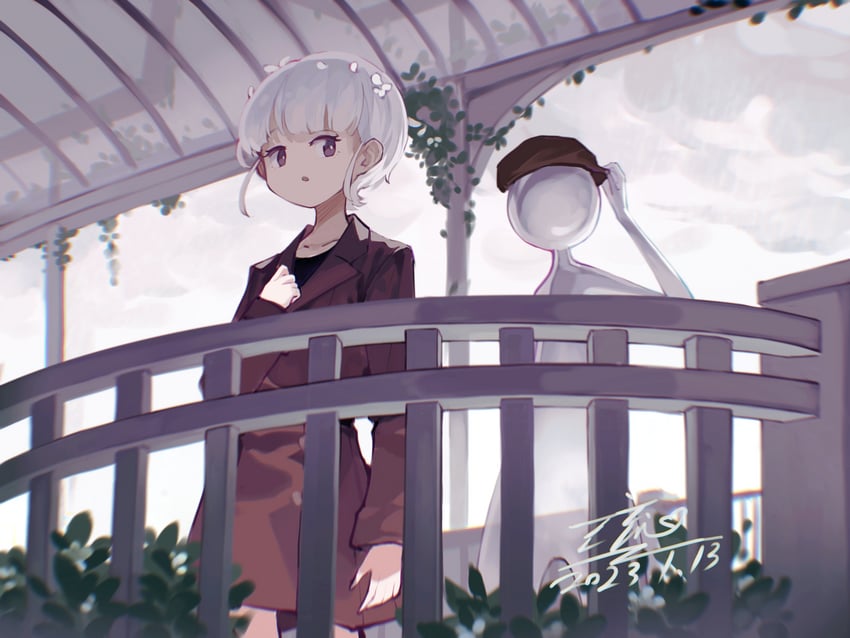 Deemo、Deemo、Echo (Deemo) 1名女孩 腰带 齐刘海 棕色外套 云