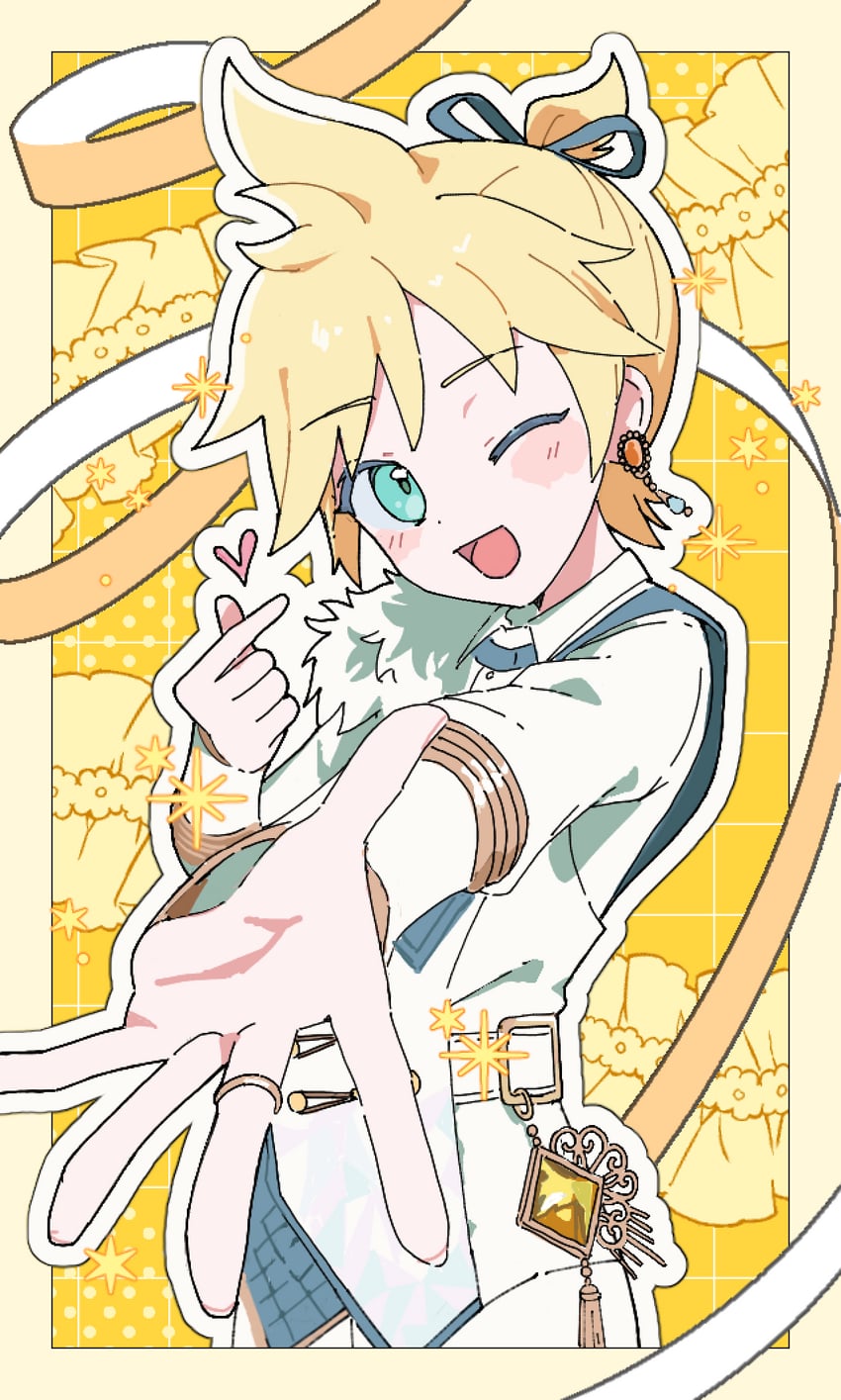 世界计划、VOCALOID、镜音连 1名男孩 :D 微笑 金发 腮红贴纸