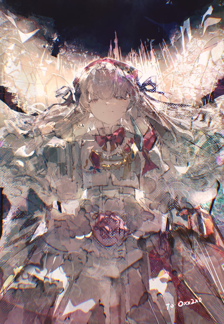 韵律源点 Arcaea、光 (Arcaea) 1名女孩 动物 蝴蝶结 连衣裙 仰视视角