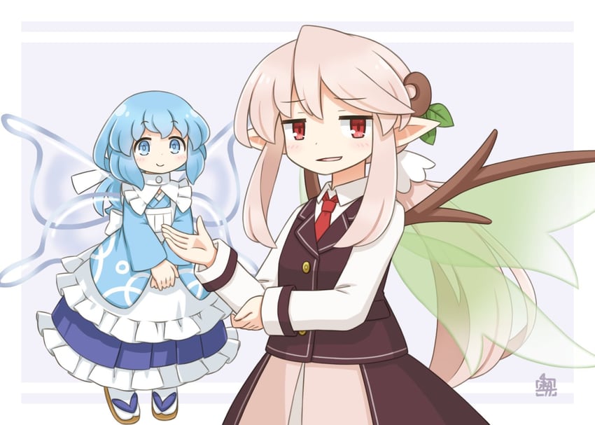 原创、elsie (kitagawa suigetsu)、艾丝塔尼亚 2名女孩 围裙 作者标志 蓝眼 蓝发