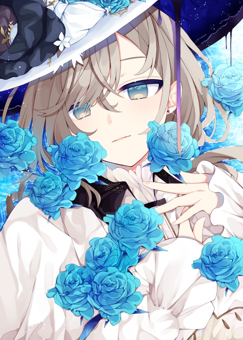忧郁魔女 (Vocaloid)、彩虹社、叶 (彩虹社) 1名男孩 中性 金发 蓝眼 蓝花