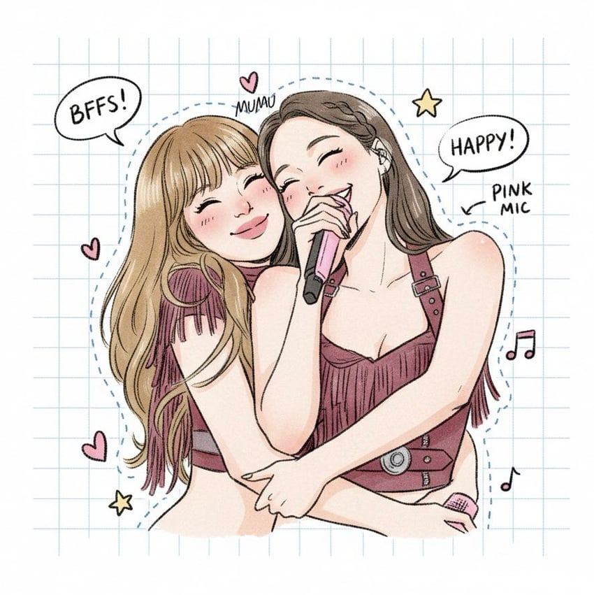 BLACKPINK、金珍妮 (BLACKPINK)、Lisa (Blackpink) 2名女孩 微笑 金发 齐刘海 脸红