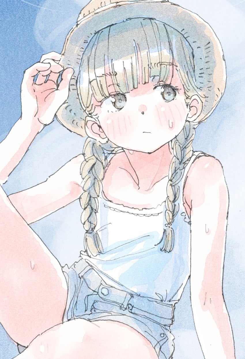 原创 1名女孩 撇嘴 整理衣服 整理头饰 露肩