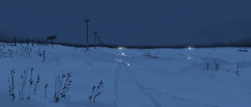 原创 栅栏 雾 灰空 车灯光束 风景