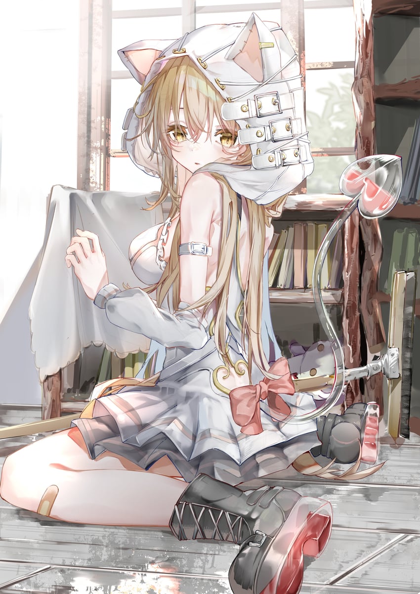 原创 1名女孩 兽耳毛 兽耳 露背 创可贴