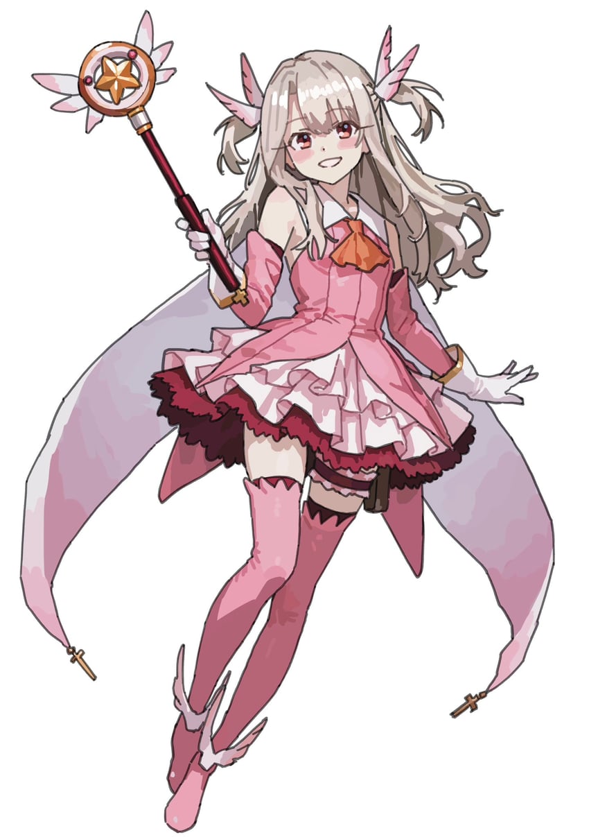 魔法少女伊莉雅、Fate系列、伊莉雅丝菲尔·冯·爱因兹贝伦 1名女孩 露肩 靴子 斗篷 连衣裙