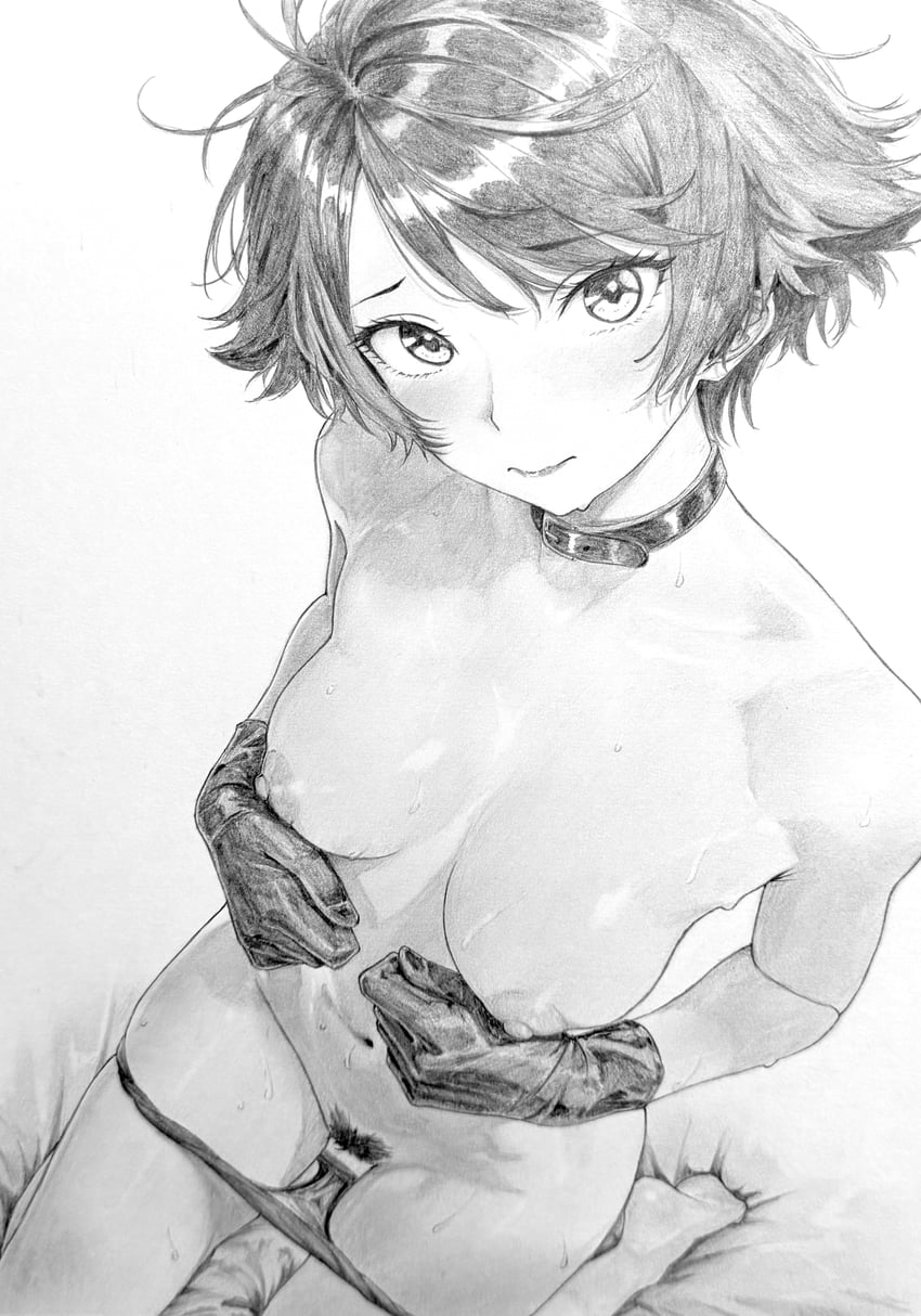 原创 1名女孩 皮带项圈 乳房 闭嘴 项圈