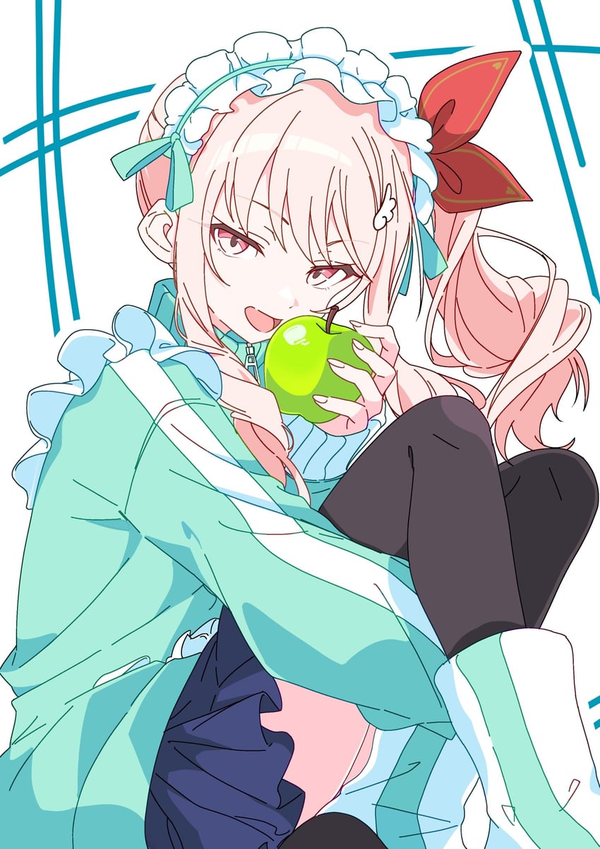 世界计划、转生林檎 (Vocaloid)、晓山瑞希 1个其他角色 黑色过膝袜 蓝裙子 靴子 脚部不在画面内