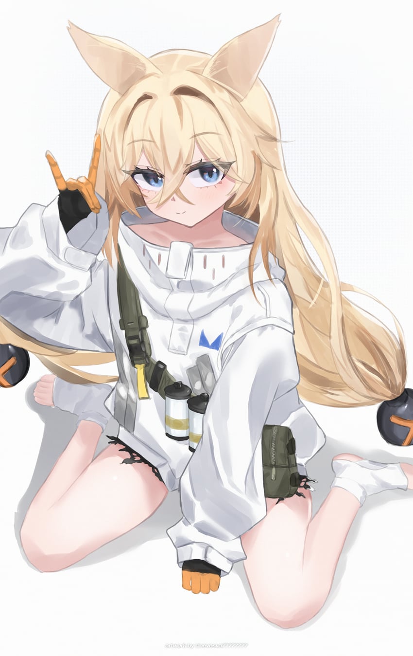少女前线、少女前线2：追放、G41 (少女前线) 1名女孩 兽耳 金发 蓝眼 闭嘴