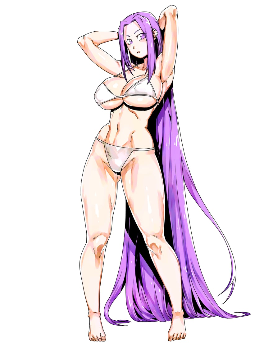 Fate/stay night、Fate系列、美杜莎 (Fate) 1名女孩 腋下 举起双手 露肩 赤脚