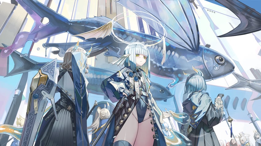原创 6个以上女孩 动物 黑色夹克 黑色裙子 金发