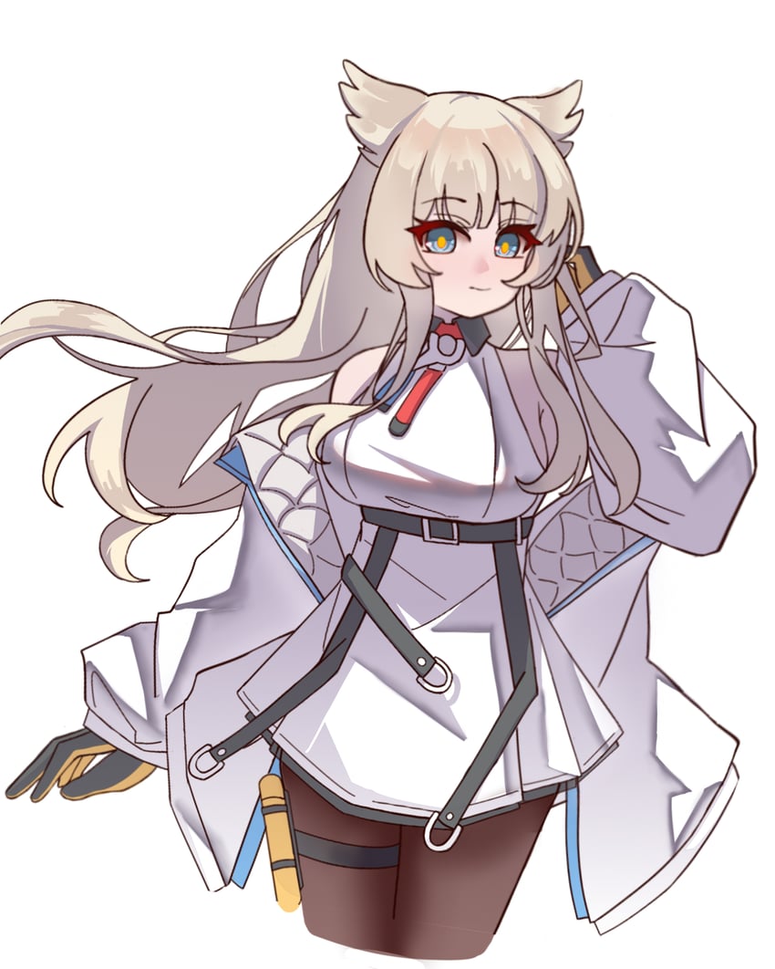 明日方舟、明日方舟：终末地、佩莉卡 (明日方舟：终末地) 1名女孩 黑色手套 金发 蓝眼 乳房